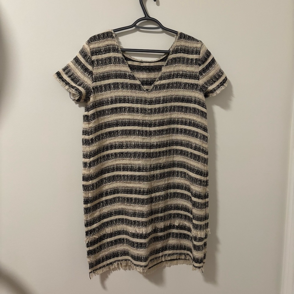 Zara Striped Knitted Short Sleeve Dress Size L